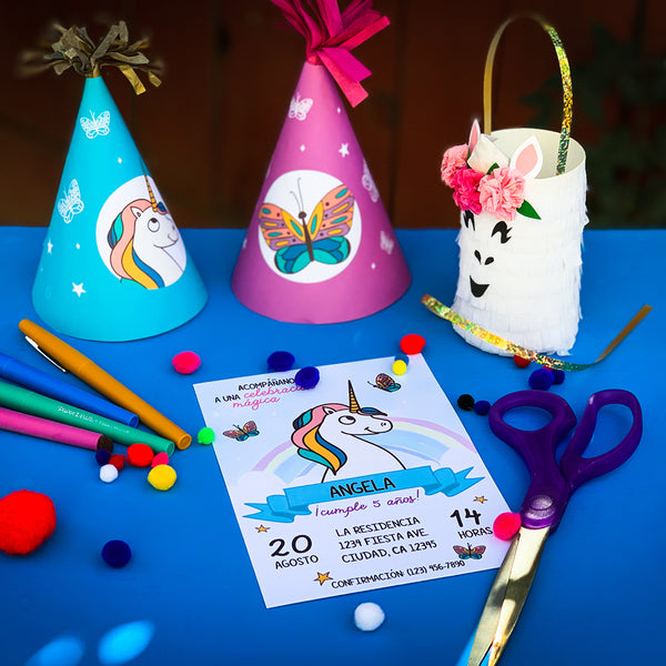 Unicorn Party Invitation Kit (Printable, Digital Download) - Fiesta Kits USA
